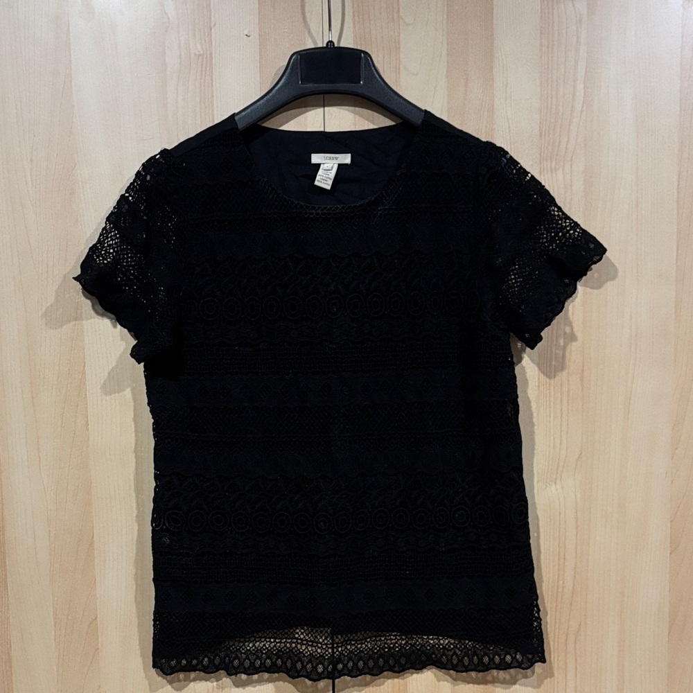 J. Crew Black Lace Blouse 100% cotton